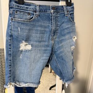 Hollister Skinny Denim Shorts W32 Distressed Epic Flex Blue Jean Cutoff